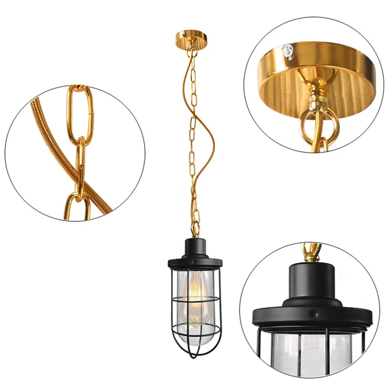 

Nordic Creative Bullet Style Glass Pendant Lamp Vintage Minimalist E27 Home Decor Cage Pendant Light For Dinning Room Kitchen
