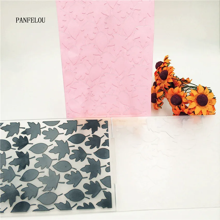 PANFELOU Leaf pine cones Embossing folders Plastic For Scrapbooking DIY Template Fondant Cake Photo Album Card Making | Дом и сад