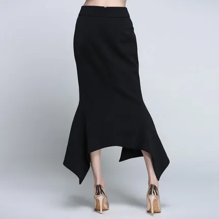 

New In the summer of women's irregular slit thin sexy package hip skirt in the long section of all-match step skirt