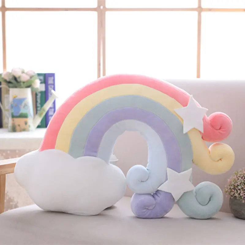 

Colorful Cloud Plush Pillow Baby Sleep Pillow Rainbow Moon star Home Decor Birthday Gifts for Children Girls