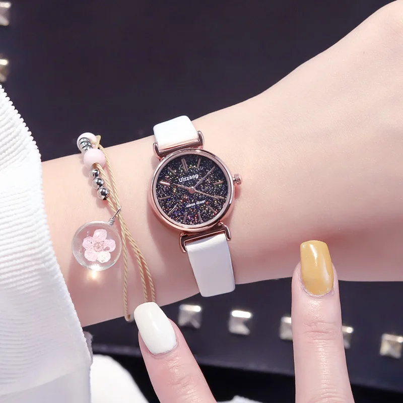 Женские часы с браслетом звездного неба золотые маленькие наручные элегантные