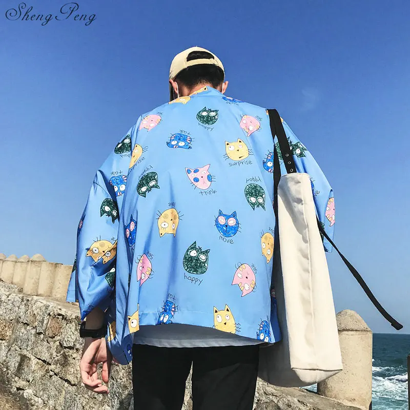 Японские кимоно для мужчин кардиган рубашка блузка юката мужчин haori obi одежда самураев мужской кимоно кардиган G003