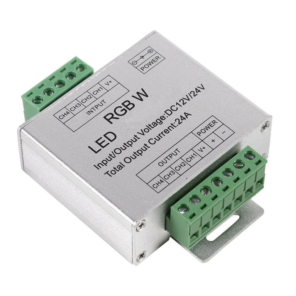 4 канальный контроллер светодиодной ленты с алюминиевым корпусом и выходной