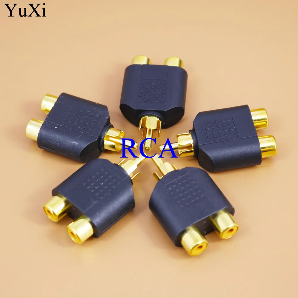 Аудио Y разветвитель YuXi RCA AV переходник с 1 штекера на 2 гнезда серебристый