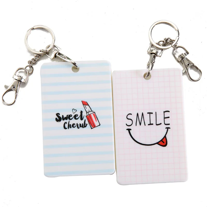 

Fashion Student Cartoon Card Holder Plastic Bus Card Cover kids String Bus Name ID School Job Id Card Case With key Chain