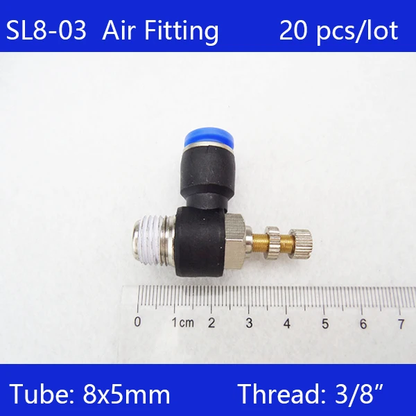 Высокое качество SL8 03 20 шт 8 мм толчок для подключения фитинга 3/8 &quotрегулятор скорости потока воздушного