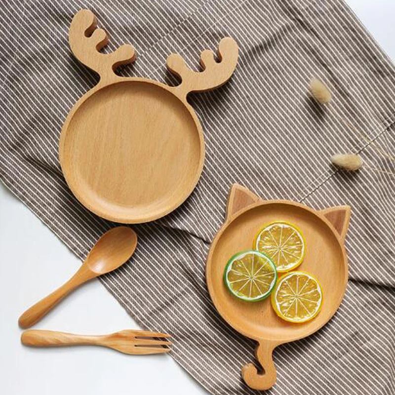Мультяшные десерты японские тарелки деревянная кухонная тарелка с животными