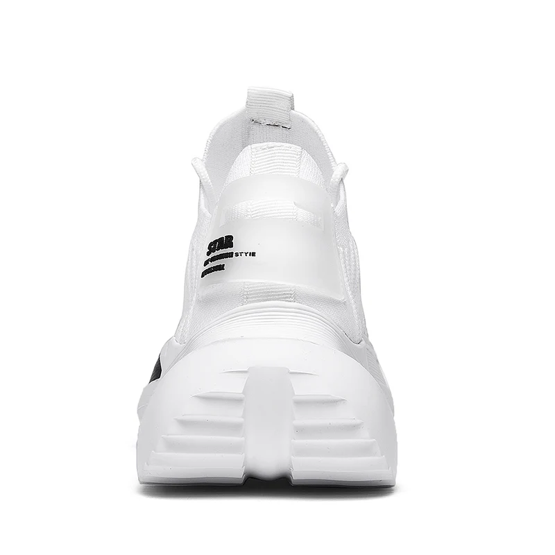 white Men Shoes Height Increasing Flats Casual lace-up Spring Summer Sock Sneakers Tenis Masculino Adulto | Обувь