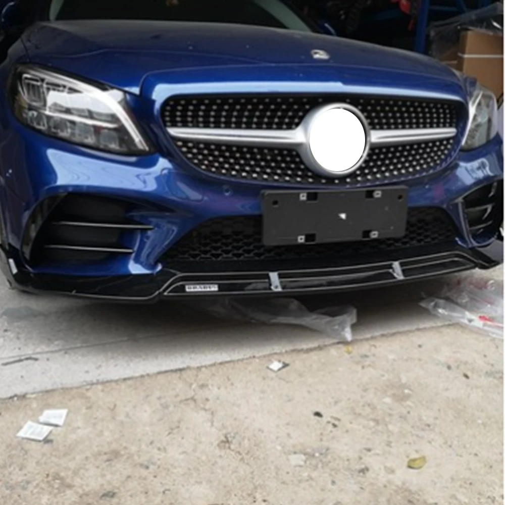 ABS Черная передняя бампер подбородок губ протектор для Benz W205 4DR C205 2DR S205 5DR C180 C200 C300 C43 с Amg посылка