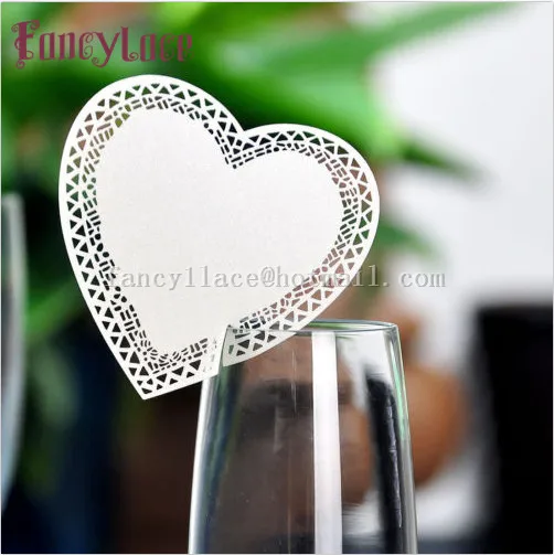 

50pcs Laser Cut Paper Love Heart Name Place Cards Card Cup Card Wine Glass Card Wedding Table Decorations Can Be Customized