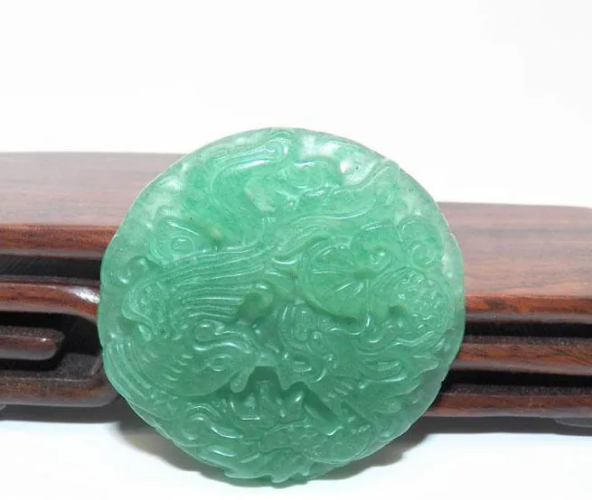 100% зеленый кулон нефритовый китайский дракон и ожерелье с Фениксом ювелирные