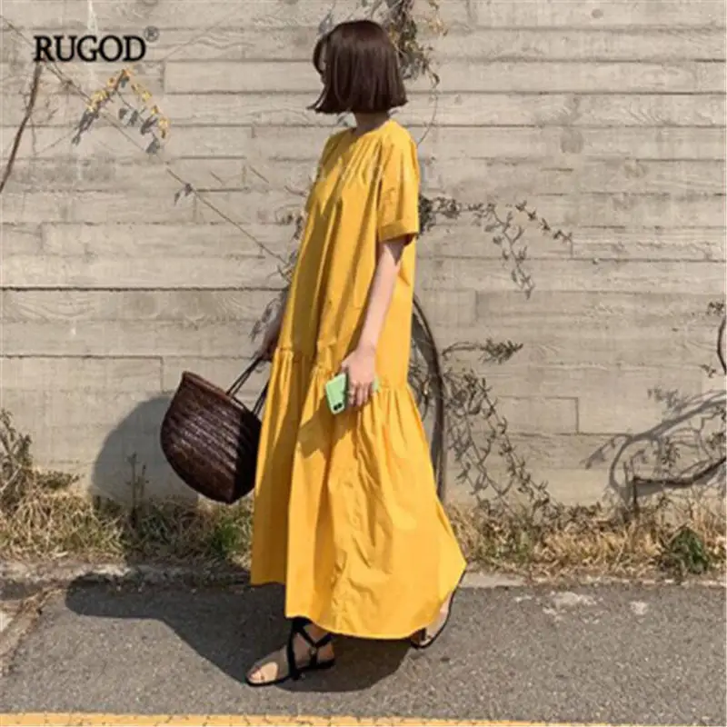 Женское длинное плиссированное платье RUGOD макси в Корейском стиле с коротким