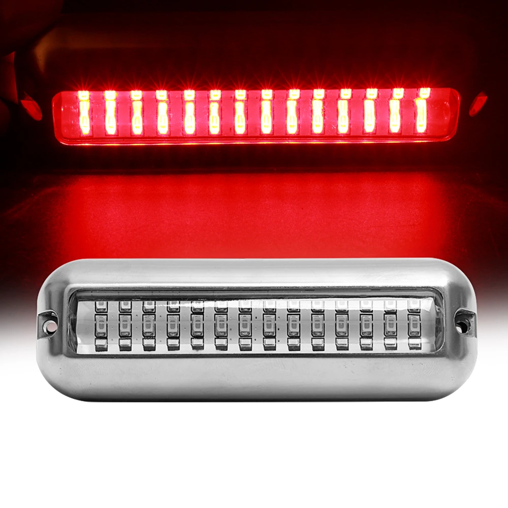 42 LED Red Универсальный 12V светодиодный 27/42 светодиодный морской Нержавеющая сталь под водой понтон Водонепроницаемый лодка транца светильник - Цвет: 42 LED Red