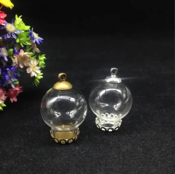 

5pcs 20*12mm glass globe bubble cover lace base 8mm beads cap set glass wishing bottle vial pendant necklace handmade findings