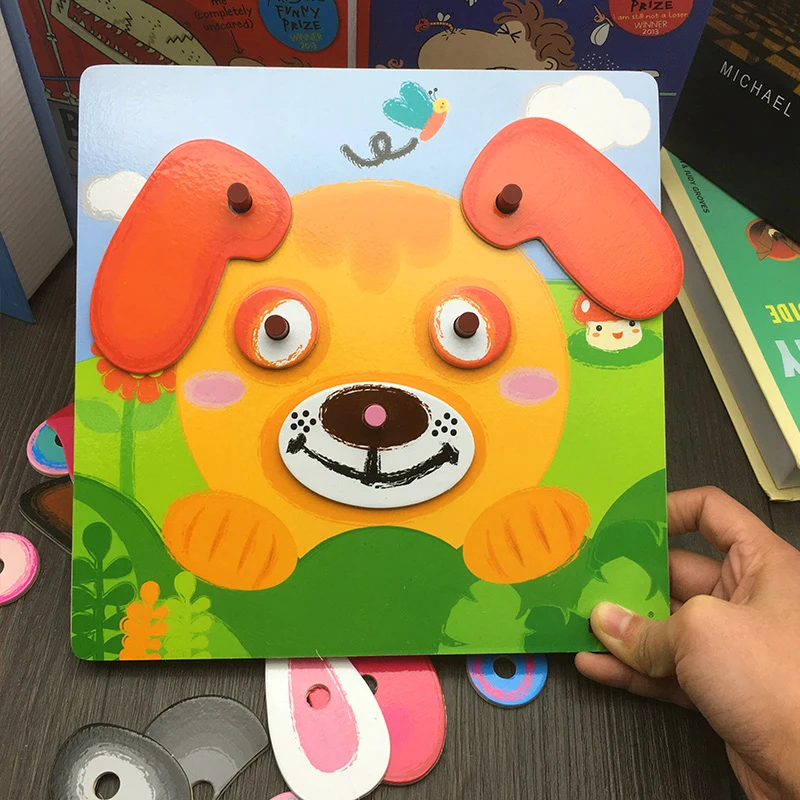 JaheerToy головоломка с животными деревянные детские игрушки для детей игра лицом