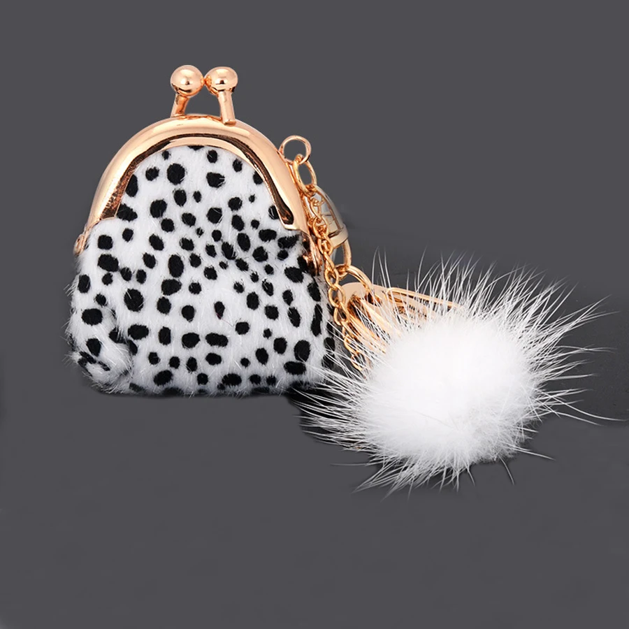 Charming Leopard Handbag Style Rabbit Fur Ball Keychain pom Pendant Jewelry Car Keyring Bag Keyfobs Chaveiros For Women R240 | Украшения и
