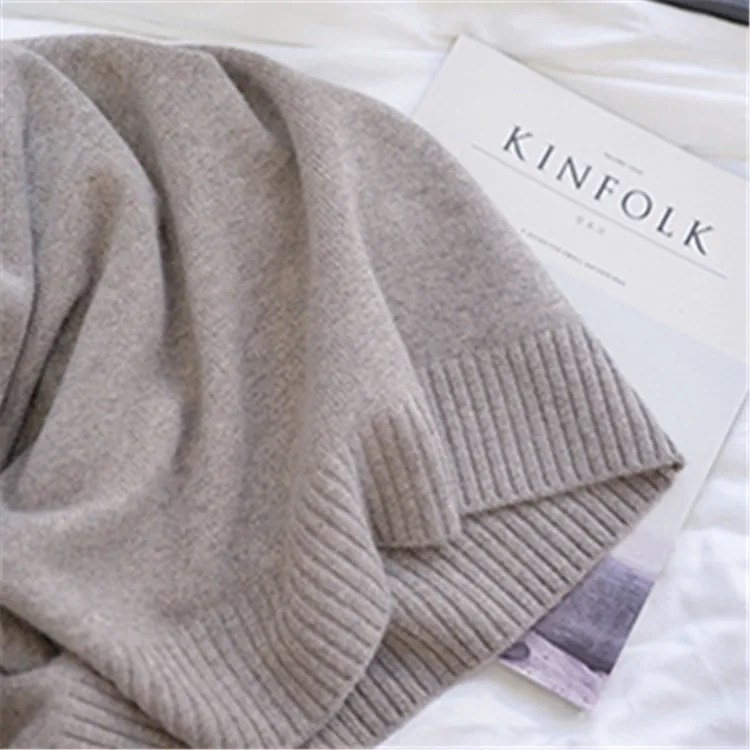 100%cashmere thick knit women brief low Oneck loose long dress sweater solid color S-L