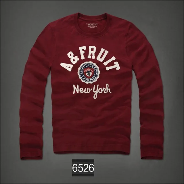 red 6526 Футболка с длинным рукавом для мужчин хлопок вышивка модные футболки с круглым вырезом Топы Высокое качество майка - Цвет: red 6526