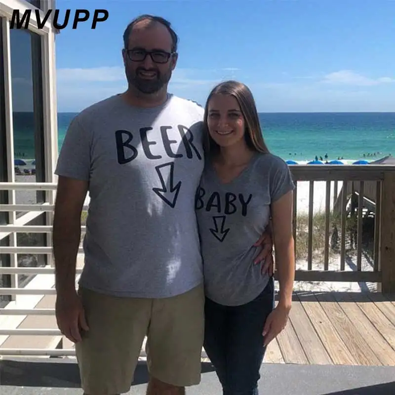 BEER BABY arrow пара одежды для влюбленных футболка мужчин и женщин топы размера плюс