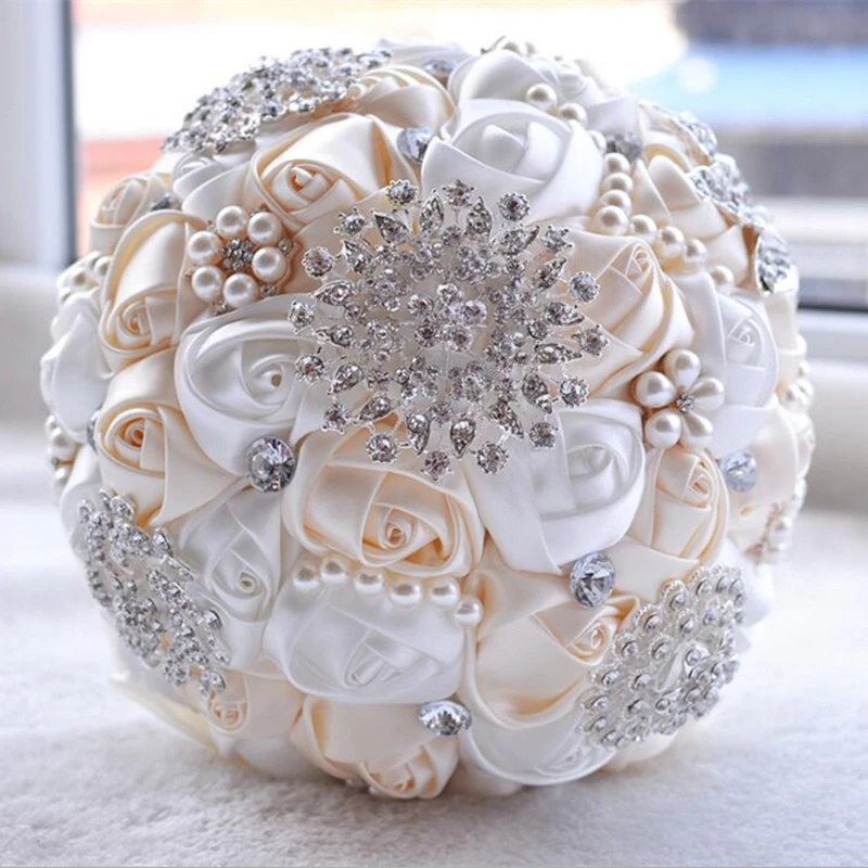 1pc/lotArtificial Wedding Bouquets Hand made Flower Rhinestone Bridesmaid Crystal Bridal Wedding Bouquet de mariage