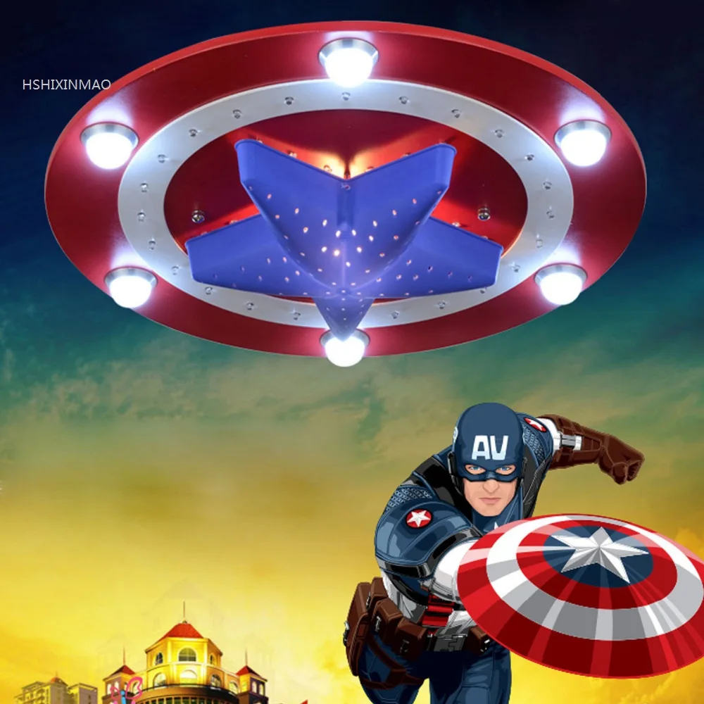 Детская комната освещение Капитан Америка потолочные светильники детская