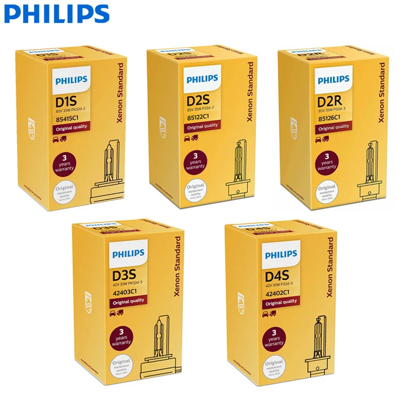 Philips Xenon стандарт D1S D2S D2R D3S D4S 35W оригинальные ксеноновые HID фары автомобиля лампы авто лампы ECE OEM качество(один