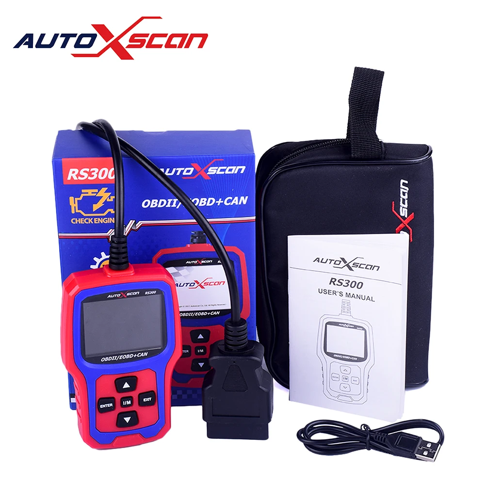 Автомобильный сканер кодов RS300 AUTOXSCAN OBD2 цветной экран I/M готовность к отключению