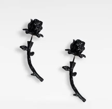 Regalrock Готическая Black Rose филиала: драгоценные сережки-гвоздики | Украшения и