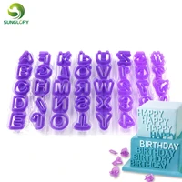 diy 40pcs fondant cutter plastic cupcake mold upper alphabet capital letters number cut outs cookie cutter cake decorating tools