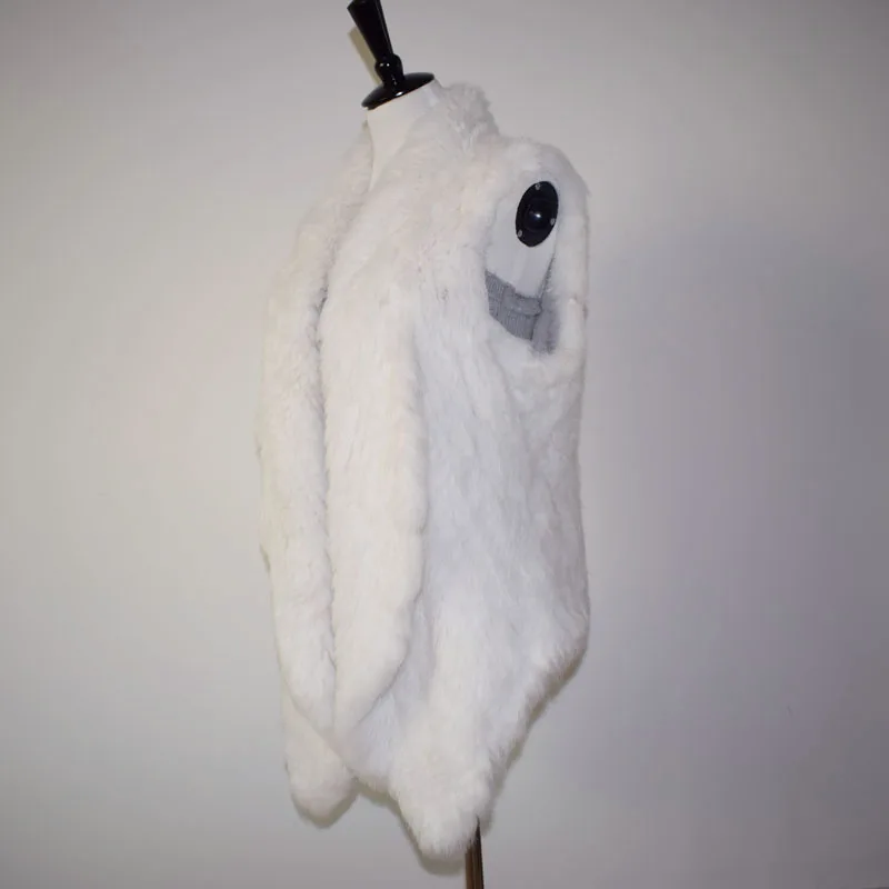 Zero Fish 2021 New Real rabbit fur knitted vest handmade  waistcoat medium-long coat Big Collar  knitted fur vest