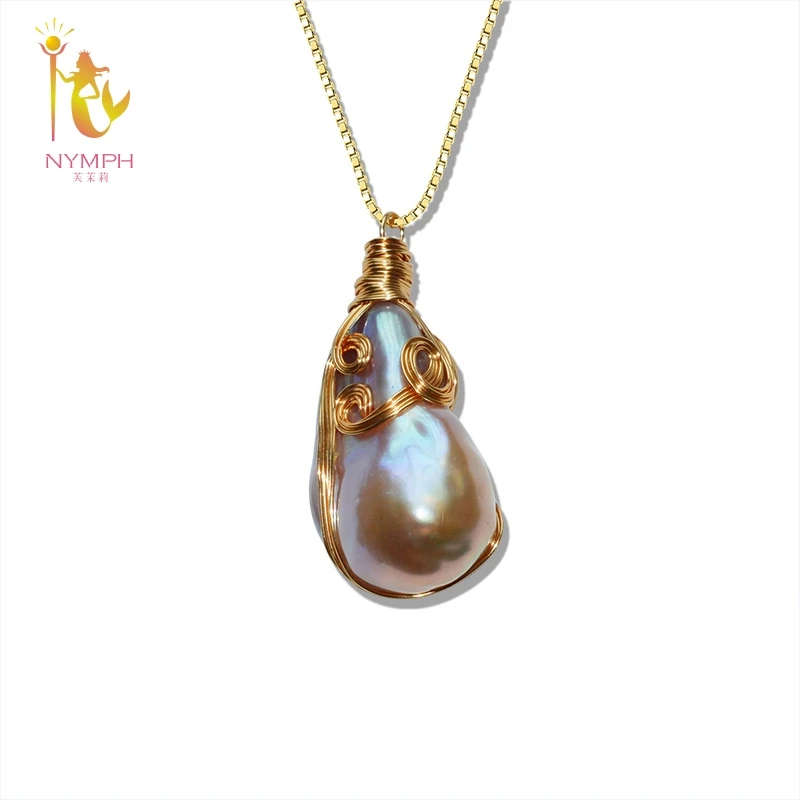 

NYMPH Big Baroque Pearl pendant Necklace Fine pearl Jewelry forWomen Wedding Trendy Party Jewelry D312