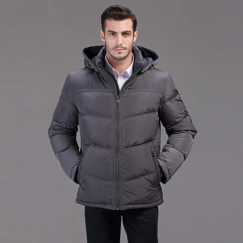 Мужской пуховик с капюшоном на утином пуху размеры до 40 градусов|jacket business|jacket