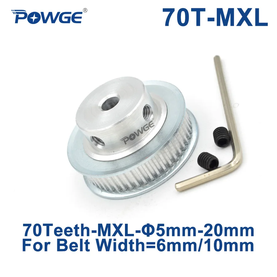 

POWGE Inch Trapezoid 70 Teeth MXL Timing pulley Bore 8/10/12mm for width 6mm 10mm MXL Synchronous Belt Gear Wheel 70teeth 70T