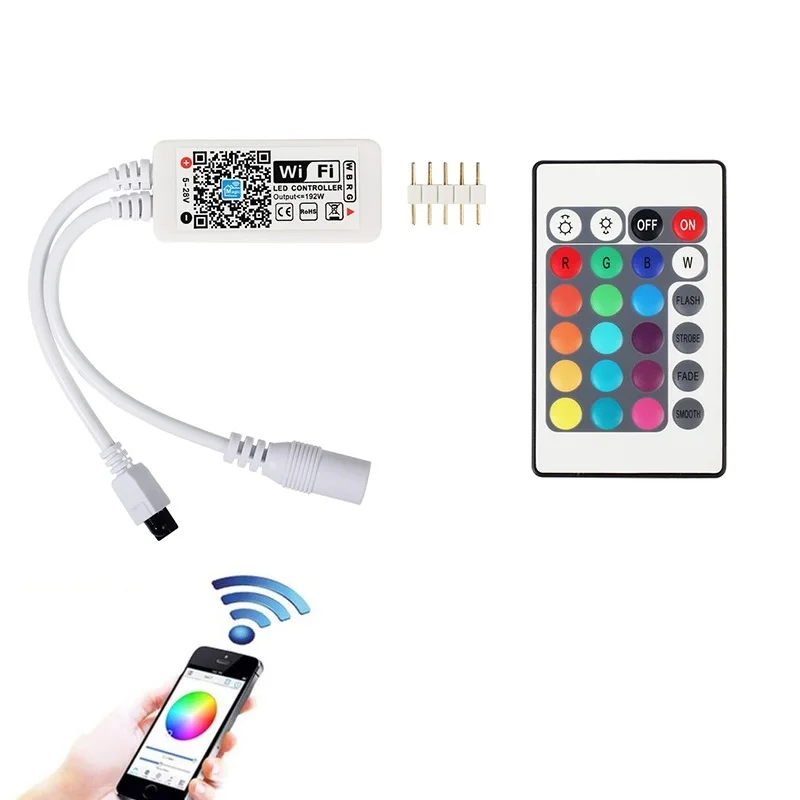 Миниатюрный контроллер RGB / RGBW с Wi Fi 5 В 12 24 постоянного тока iOS Android APP ИК пульт
