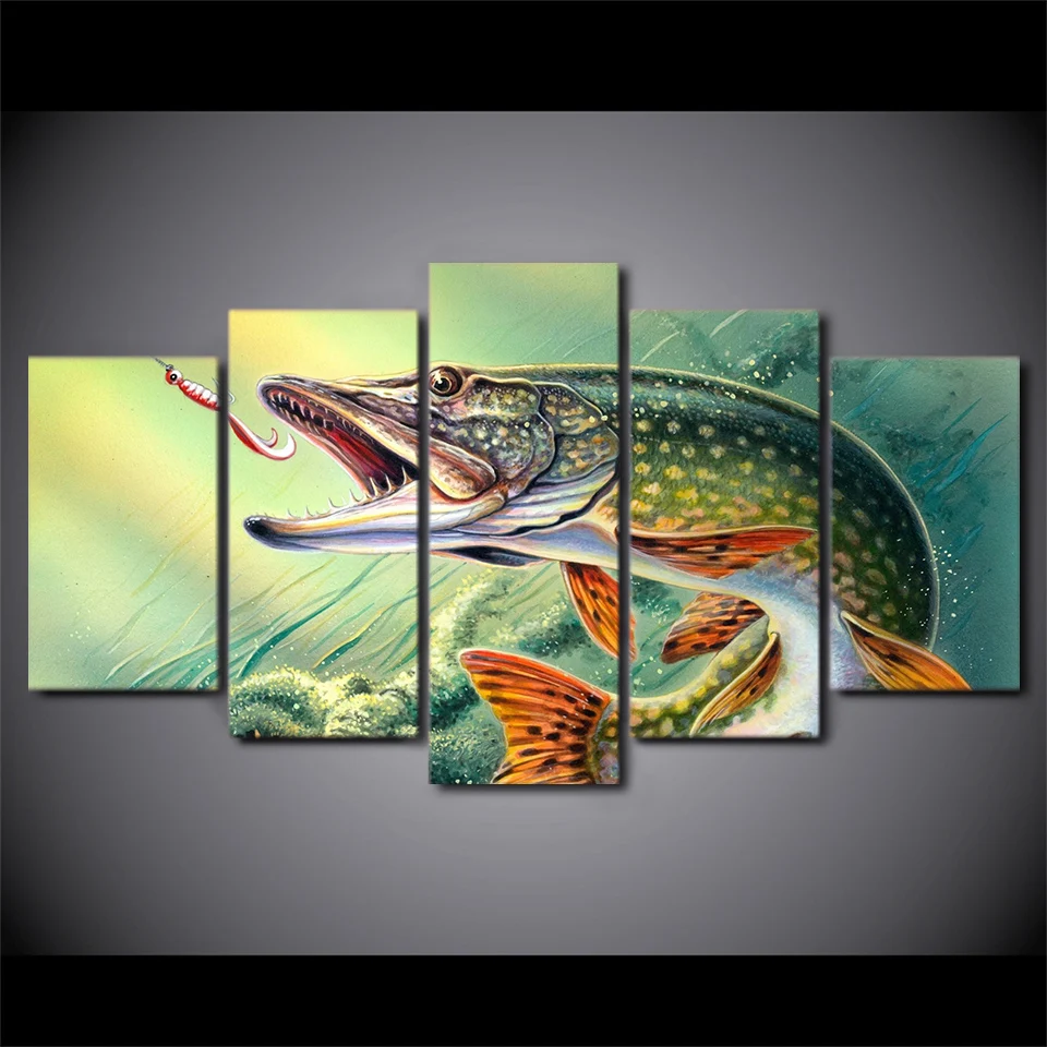 

5pcs diy Diamond Painting Cross Stitch Fishing Hooked Fish full square Diamond Mosaic beaded Embroidery Rhinestones H320