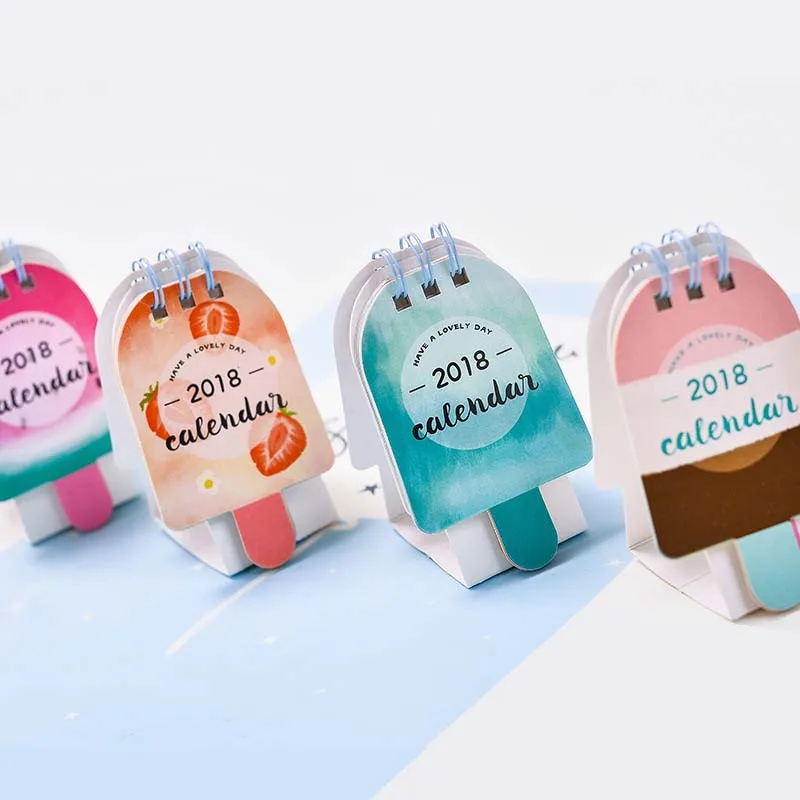 1 шт. милый кавайный календарь 2018 мультфильм эскимо мини стиль DIY Настольная