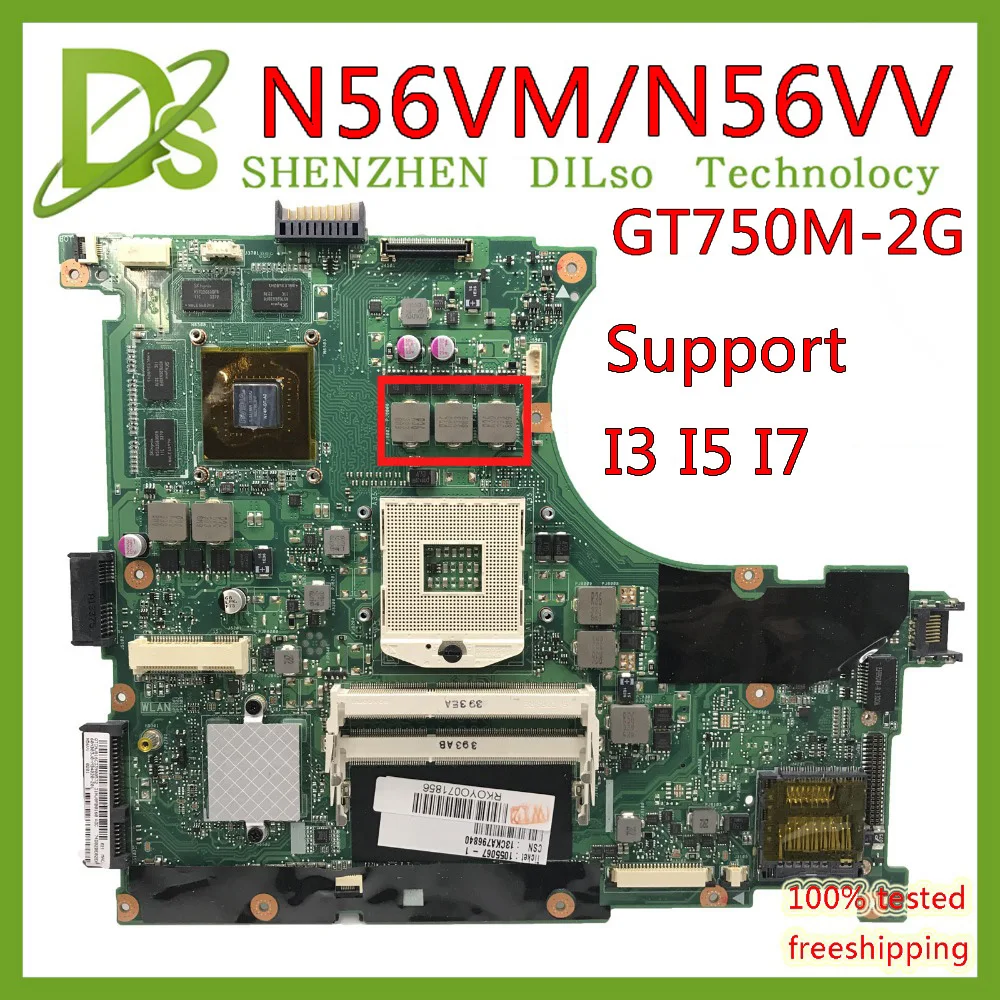 

KEFU N56VM для ASUS N56V N56VM N56VV N56VZ GT750 2g Видео память оригинальная поддержка I7 Test work 100% оригинал в наличии