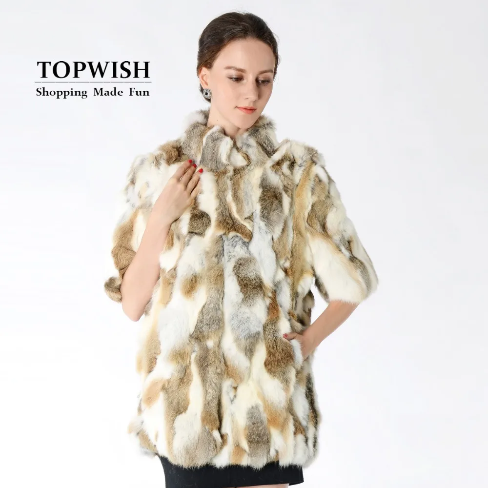 Новое поступление 100% искусственное пальто куртка с коротким рукавом из