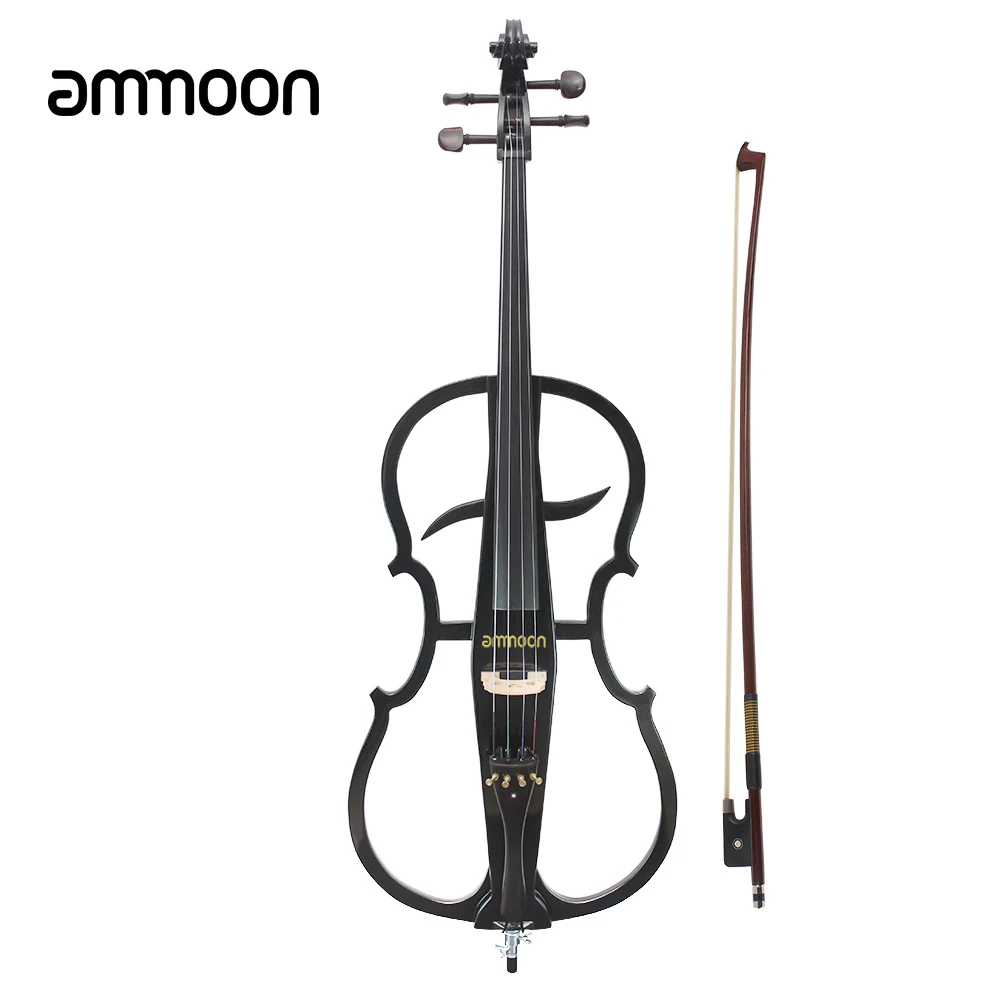 Ammoon 4/4 Электрический Виолончель из цельного дерева Violoncello Ebony фитинги в стиле 1 с тюнером наушники Gig Bag