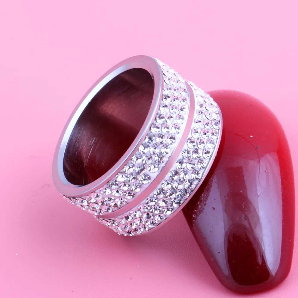 Женское Двухслойное кольцо из нержавеющей стали обручальное с 6 рядами