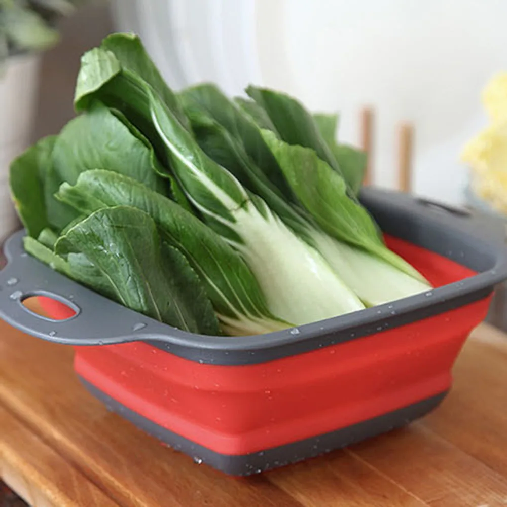 Складная сливная корзина для фруктов и овощей силиконовый кухонный