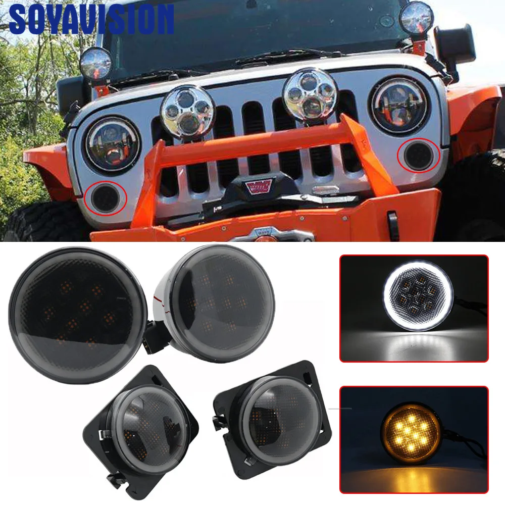 Желтый желтый светодиодный указатель поворота гало кольцо + боковой маркер для