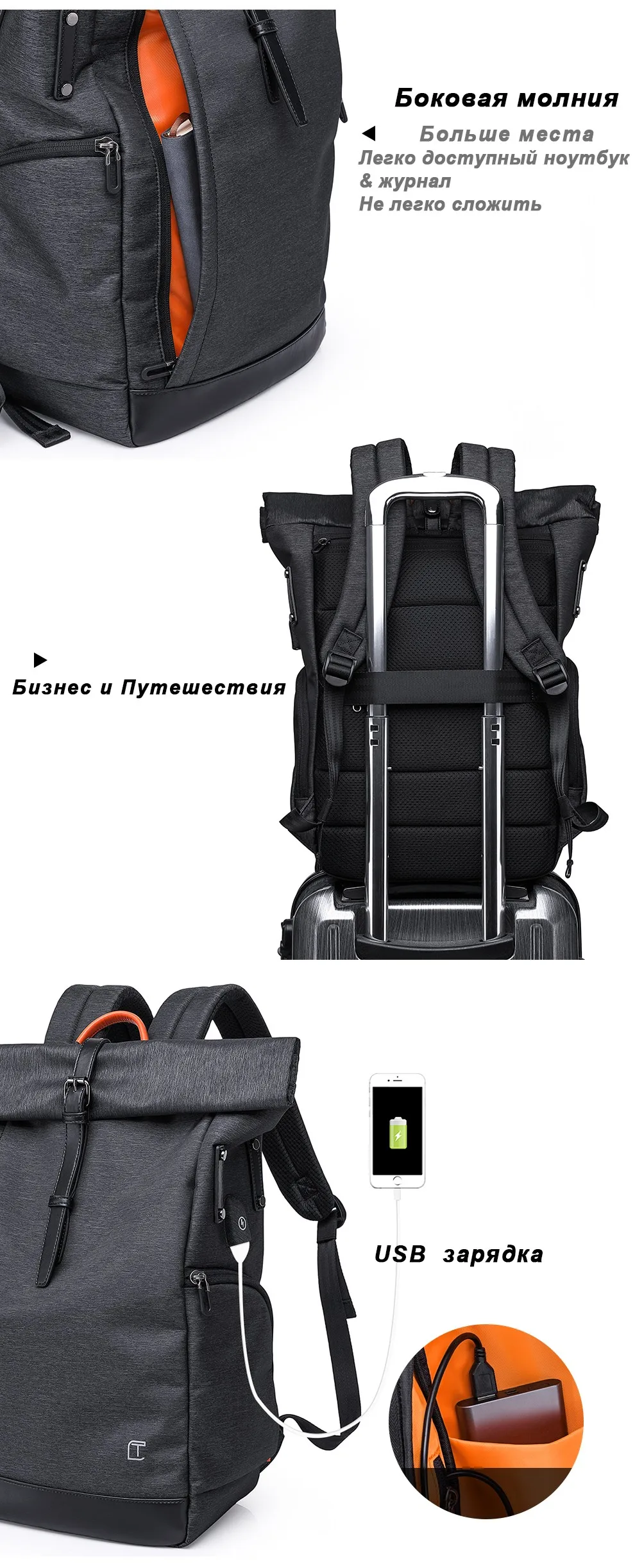 Tangcool для мужчин рюкзак для 15,6 дюйм(ов) ноутбук рюкзак с usb-портом большой ёмкость модные студенческий рюкзак водоотталкивающий