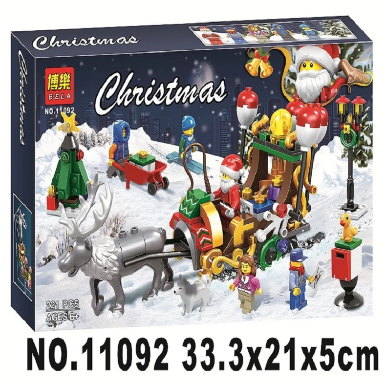 Шт. 221 шт. Бела 11092 Fit Legoness Advent календари цифры фестиваль Снег грузовик Лось здания