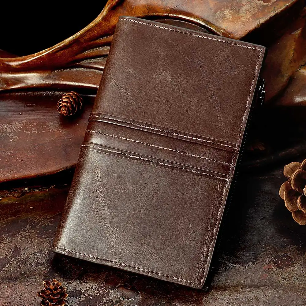 

GZCZ Genuine Leathercoin purse men wallet male cuzdan Fashion portomonee handy man long vallet bag for phone Large Capacity