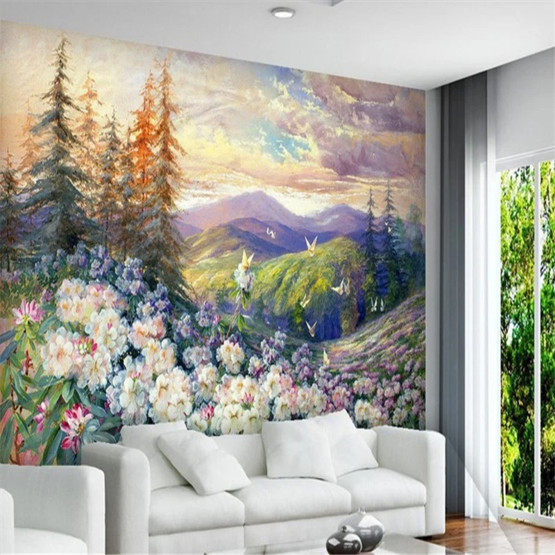 Beibehang крупные пользовательские обои синее небо Байюнь горная Гора сосна цветы