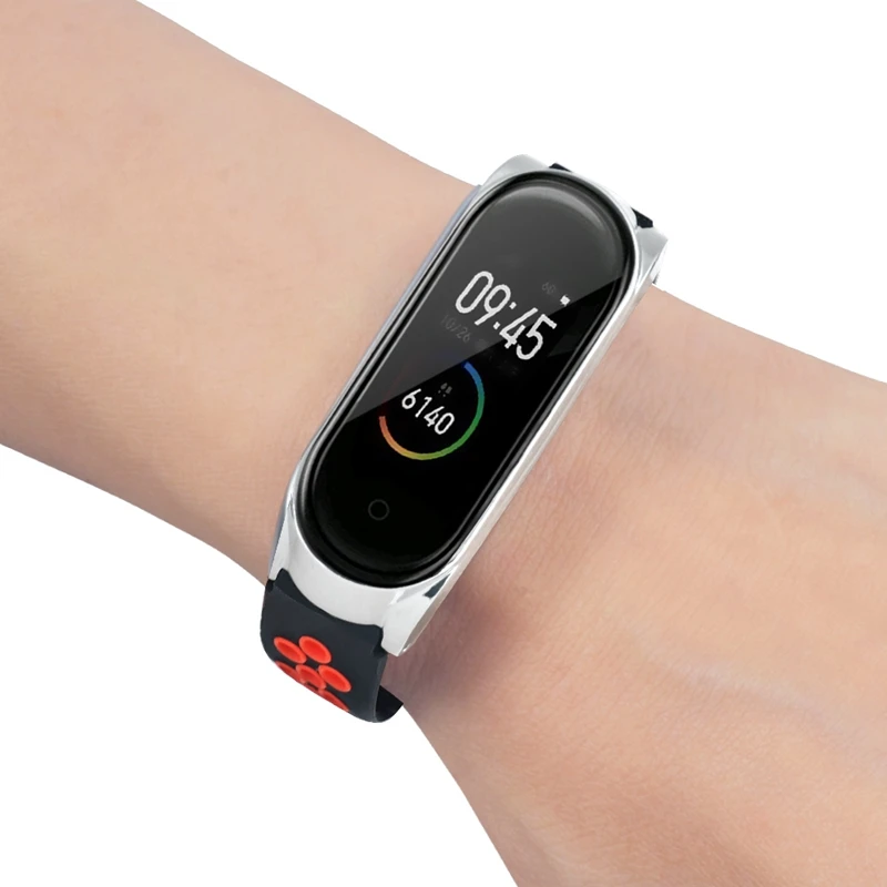 YUEDAER Двойной Цветной силиконовый ремешок для Xiaomi mi Band 4 аксессуары для браслетов TPU Wacthband для mi Band 4 металлическая рамка чехол