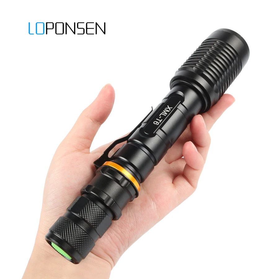 Loponsen светодиодный фонарик Масштабируемые CREE XML-T6 5 Режим мощный 2*18650
