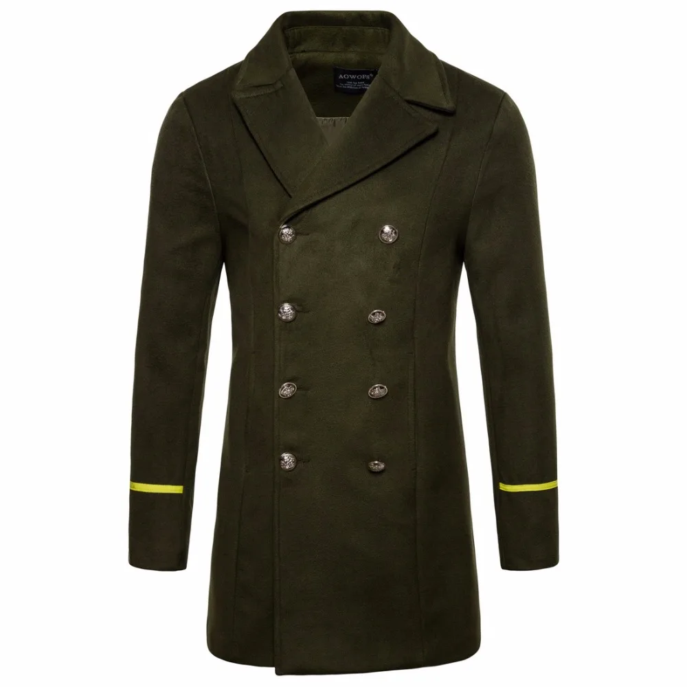 

Man winter coat wool long double-breasted coat