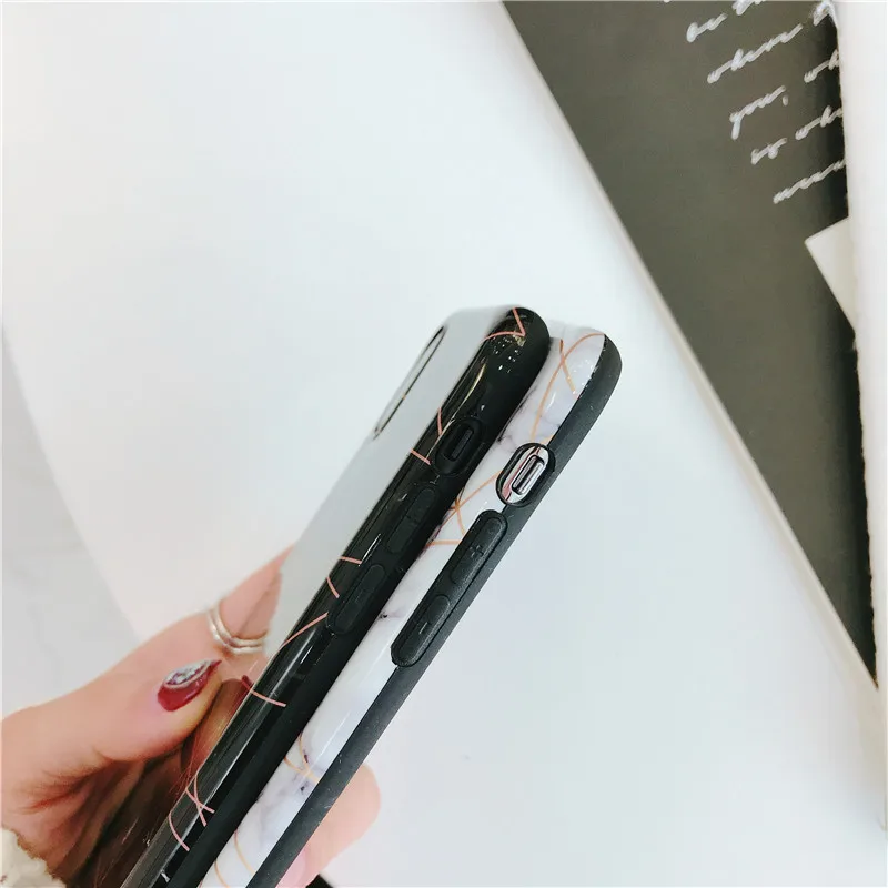 STROLLIFE Geometry lines Pattern Phone Case for iPhone X XS Max XR Retro Marble Cases IPhone 6 6s 7 8 Plus Simple Soft Cover |
